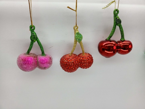 Glass Cherry Christmas Ornaments