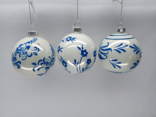 White And Blue customised Glass Balls