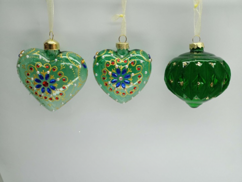 Heart Christmas Glass Ornaments